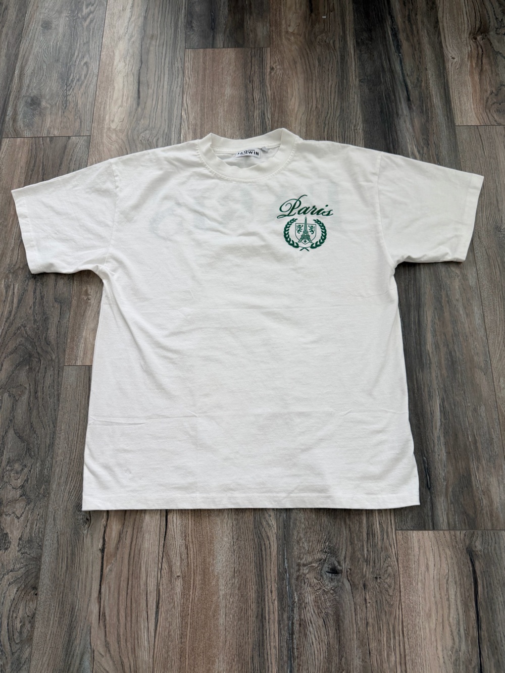 white crewneck t-shirt is from the streetwear and lifestyle brand JAQWIN men’s L - Picture 2 of 7